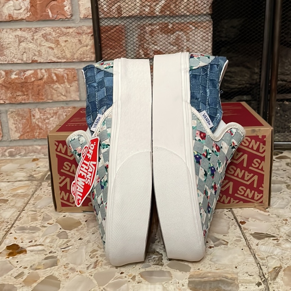 Vans Classic slip on stacked platform Woven Denim Floral - Picture 6 of 10